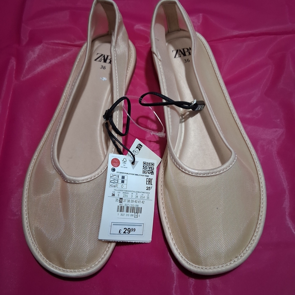 Zara Cream Ballet Flats for Women